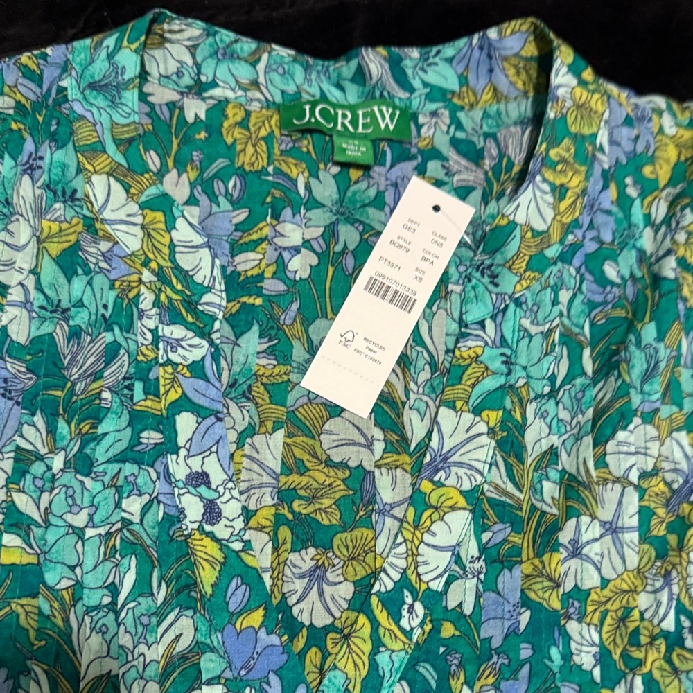 NWT J.Crew Aqua Floral Cotton Dress - Picture 8 of 13